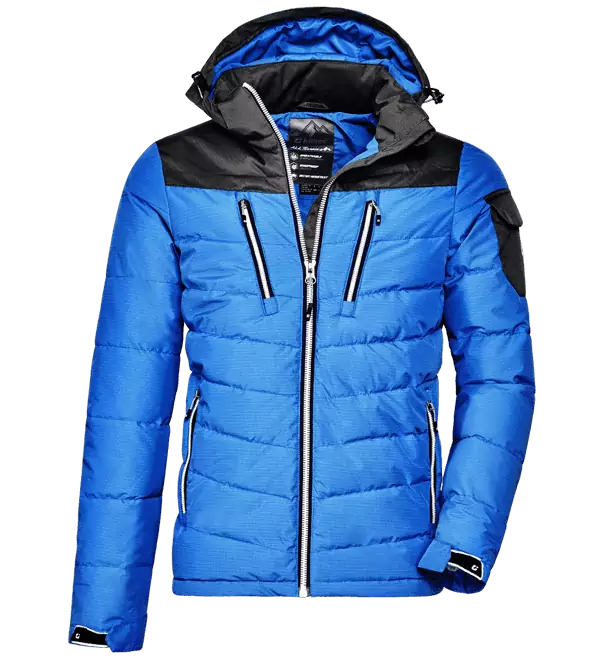 Blue puffer jacket mannequin image edited by color clipping