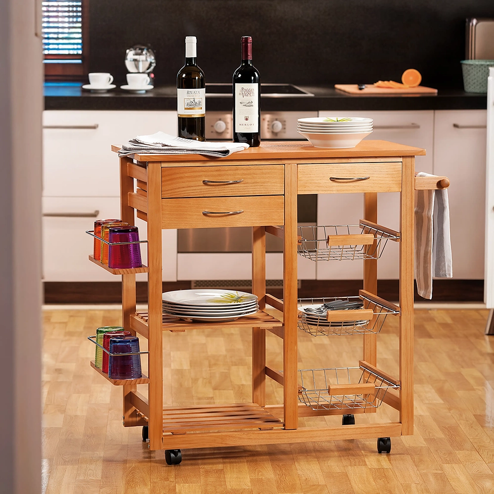 Komplexe Hintergrundentfernung und Pfaderstellung für einen Küchenwagen aus Holz