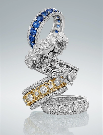 Retoque de anel de diamante branco azul