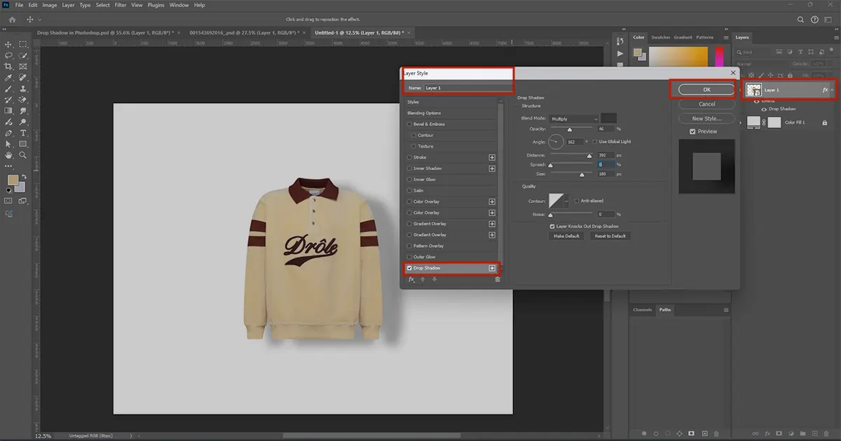 Open Layer Style and Select Drop Shadow