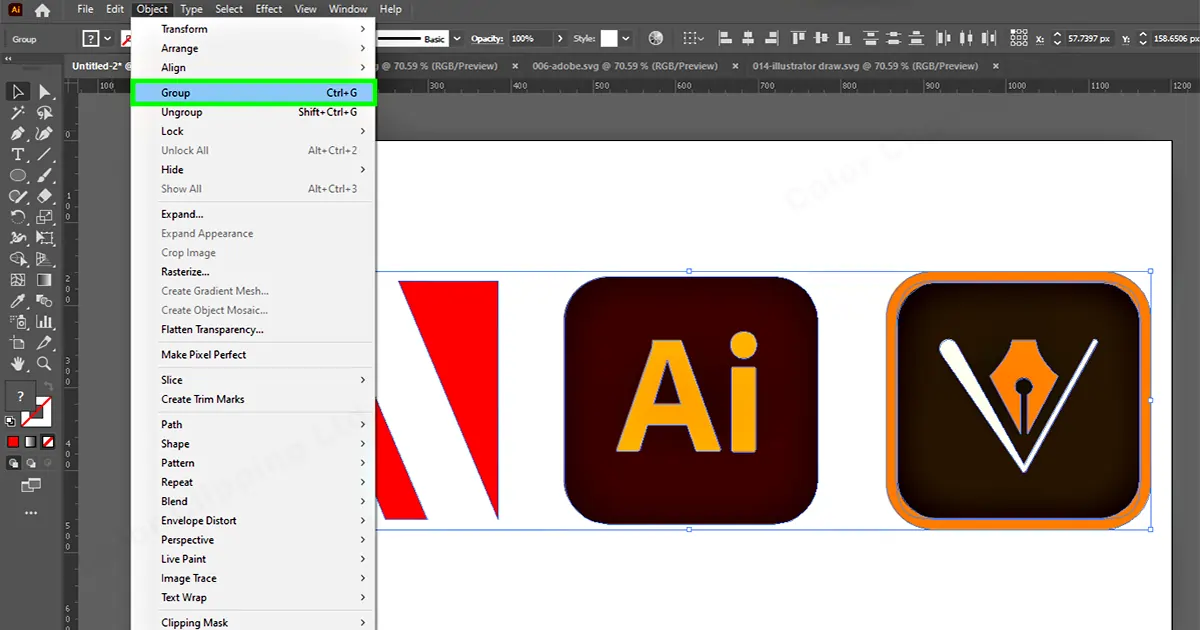 Comment grouper des images dans Illustrator