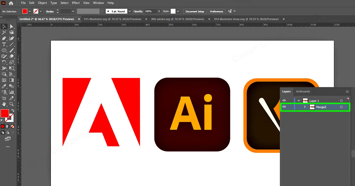 Unire le immagini in Illustrator Passaggio 3