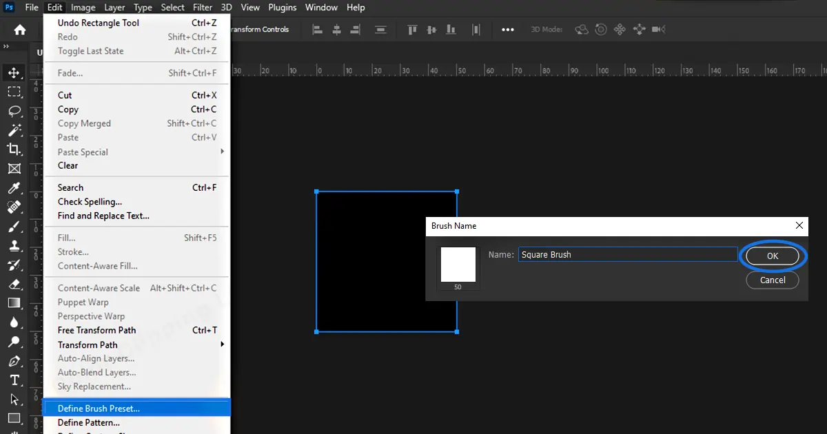 كيفية إنشاء فرشاة مربعة خاصة بك في Photoshop الخطوة 8