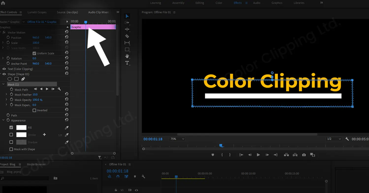 Masque d'animation de texte dans Premiere Pro -3