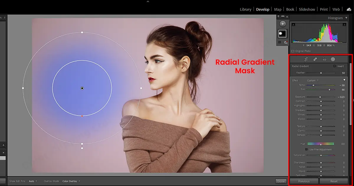 Radiell gradientmaskering i Lightroom